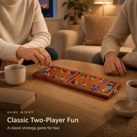 Jeu de société Mancala pliable en bois avec pierres en verre colorées, jeu de stratégie familial classique pour deux joueurs, idéal pour offrir