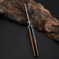 Hot Sale Custom Patroon Cm98 Fruit Mes Outdoor Survival Tactisch Met Houten Handvat Duurzame Metalen Constructie