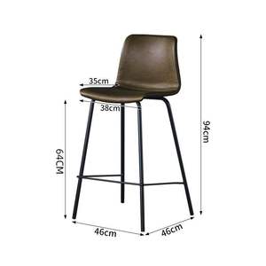 Modern Minimalist Home Cafe Furniture Brown <b>Leather</b> <b>Bar</b> Counter <b>Stool</b> with High Iron <b>Bar</b> Chairs for Living Room - Product Image 5