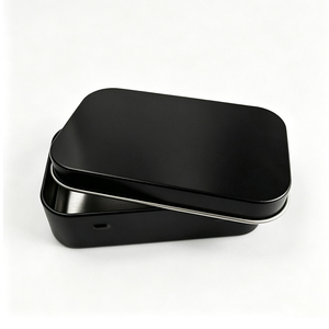 <b>Small</b> Black <b>Slide</b> Rectangle Tinplate Tin Box Custom Logo Eco-Friendly Recyclable Storage Case for Card Cosmetic Accessory Gift - Product Image 5