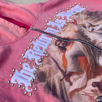 Sweat à capuche personnalisé avec impression graphique DTG sur coton, broderie, délavage acide, strass, fermeture éclair, style streetwear pour homme