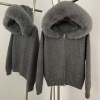 OFTBUY doux hiver fausse fourrure automne chaud tricoté manteau court fermeture éclair à capuche femmes veste pull décontracté veste mince élégant