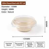 Bol en pulpe de bagasse de canne à sucre de source durable, jetable, 350 ml (12 oz), 500 ml (16 oz), pour yaourt, dessert, salade, avec couvercle transparent en PET