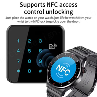 Pour la mode appel affaires hommes sain moniteur montre à Quartz 30M étanche acier inoxydable 1.28 HD écran Sport NFC accès