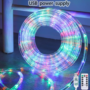 Luz <span class=keywords><strong>LED</strong></span> de cuerda de 8 modos Solar /USB para exteriores de 12M, iluminación impermeable para exteriores, luz de tubería de PVC Flexible transparente - Product Image 1