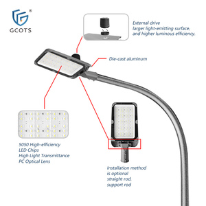 Lampadaire LED AC sans scintillement 180 lm/W, extérieur IP65, 100-180W, aluminium, température de fonctionnement -30 à 45°C, garantie 3 ans - Product Image 2