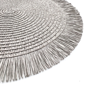 Bán Buôn Phong Cách Cổ Điển Thân Thiện Với Môi Màu Sắc Tự Nhiên Macrame Giấy Dệt Bảng Placemats Phổ Biến Fringe Thiết Kế - Product Image 5