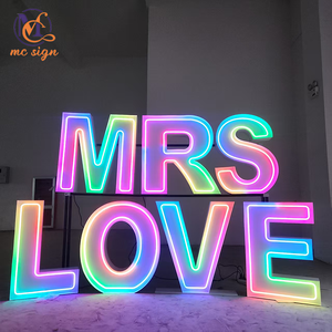 حروف وأرقام نيون معدنية عملاقة مخصصة بإضاءة RGB مقاس 3 و4 أقدام لتزيين حفلات الزفاف وأعياد الميلاد والمناسبات - الأكثر مبيعًا لعام <span class=keywords><strong>2026</strong></span> - Product Image 1