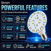 Ampoule LED de remplacement double face R/G/B/W/Y E14 SMD2835x20 AC24/60V IP44 40mm 2W pour manèges de fête foraine/carnaval OEM