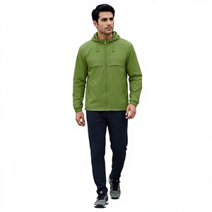 Premium Quality Designable Men's Hooded Stand Collar <b>Canvas</b> Windbreaker Jackets with Pockets Zip-Up Low Price Custom Logo - Product Image 1