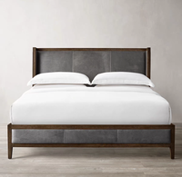 Lit en bois massif de style américain rétro, avec tête de lit capitonnée française, lit de mariage 1,8 m, idéal pour petit appartement, chambre principale italienne, lit double 1,5 m