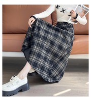 Jupes longues pour femmes 2026 de haute qualité, style Preppy Academia Rétro, Streetwear, taille haute, mi-longues, à carreaux, coupe trapèze, évasées, Automne Hiver