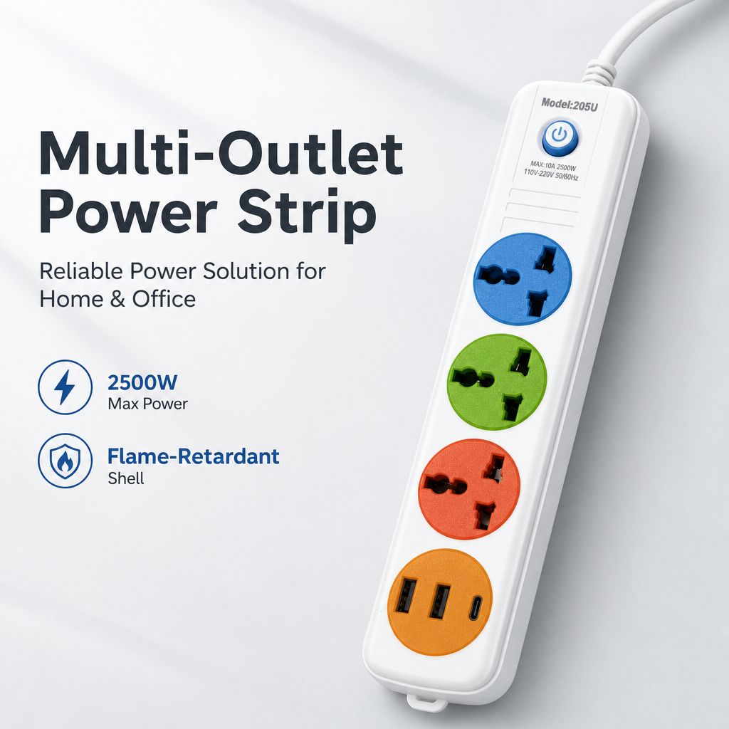 Factory Direct Universal 3 Outlet AC 2 USB Rocker Switch Library Study Tearoom Ward Bedside Shared Desk Multi Socket Board · image 1