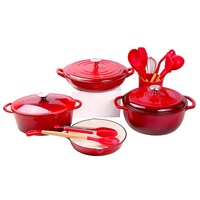Ensemble de casseroles et poêles en fonte émaillée antiadhésive, écologique et personnalisable, résistant au four, fourni directement par l'usine