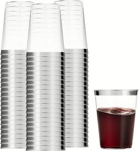 10oz Gold Plastic <b>Cups</b>, Clear Plastic <b>Cups</b> Tumblers, Elegant Gold Rimmed Plastic <b>Cups</b> - Product Image 4
