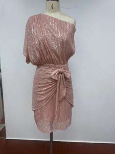 Nuovi abiti da donna alla moda con <span class=keywords><strong>paillettes</strong></span> Sexy a maniche corte da donna tinta unita a matita aderente <span class=keywords><strong>abito</strong></span> da sera <span class=keywords><strong>abito</strong></span> <span class=keywords><strong>Midi</strong></span> da sera - Product Image 5