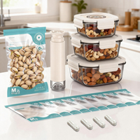 Ensemble de contenants alimentaires en verre sous vide modernes, hermétiques, sans BPA, compatibles micro-ondes, sacs anti-fuite, 14 pièces, lavables au lave-vaisselle