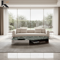 Table basse en marbre de qualité supérieure avec structure en acier inoxydable, mobilier de villa de luxe, design moderne