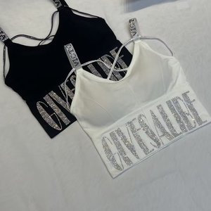 Top Corto Lavorato a Maglia Ecologico da Donna, Casual, Lunghezza Media, Scollo a V, Schiena a U, con Coppe <span class=keywords><strong>in</strong></span> Latex, Taglie Forti - Product Image 2