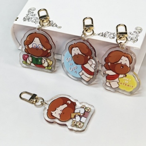 Llavero de acrílico transparente personalizado con dije de epoxi de dibujos animados, soporte de metal de aleación, logotipo personalizado, llavero de acrílico de anime - Product Image 1