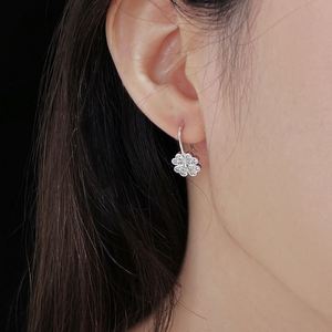 Dylam Personalized Design Plated 925 Sterling Silver 5A Cubic Zirconia Four Leaf Clover Lucky Stud <b>Hook</b> <b>Earrings</b> Jewelry - Product Image 5