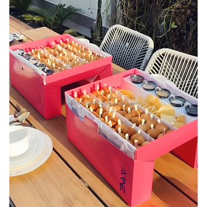 Custom Fast Food Snack Mini Burger Compartment Box with Convertible Lid Integrated Pedestal Tabletop Gathering Grazing Platter - Product Image 1