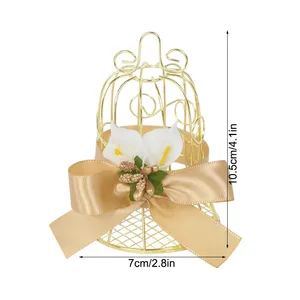 Mini boîte à bonbons créative en métal doré cage à oiseaux bon marché boîte cadeau de faveurs pour la décoration de fête fournitures boîte à bonbons forgé