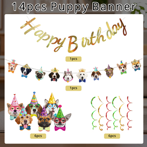 608412 Set Decorazioni per Festa di Compleanno per Cani: Adorabili Decorazioni Pendenti a Forma di Testa di Cucciolo con Spirali per Amanti dei Cani - Product Image 6