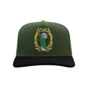 Nuovo Arrivo Cappellino da Baseball a 5 Pannelli con Ricamo 3D a Motivo Foglia d'Ulivo, Fodera Verde in Raso, Visiera in Camoscio e Fodera in Raso, con Spille Metalliche - Product Image 1