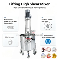 Agitateur en acier inoxydable à commande VFD, machine de dispersion à levage pneumatique, mélangeur à cisaillement élevé, émulsifiant, homogénéisateur à l'échelle pilote