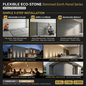Série de panneaux <span class=keywords><strong>en</strong></span> terre battue éco-responsables flexibles, carrelage mural 3D ultra-fin <span class=keywords><strong>en</strong></span> céramique souple pour murs intérieurs et extérieurs de villas modernes, <span class=keywords><strong>mur</strong></span> de fond - Product Image 5