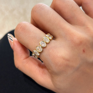 อาซูโอ ไฟน์ จิวเวลรี่ แหวนแต่งงานเพชรทรงรี 18K ทองคำแท้สีเหลือง สำหรับผู้หญิง วันเกิด วันวาเลนไทน์ - Product Image 6