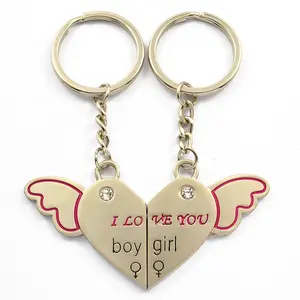 Promotion Keyring Cheap Custom Metal Half Heart Cute Couple Magnetic Key chain Keychain for Gift Item