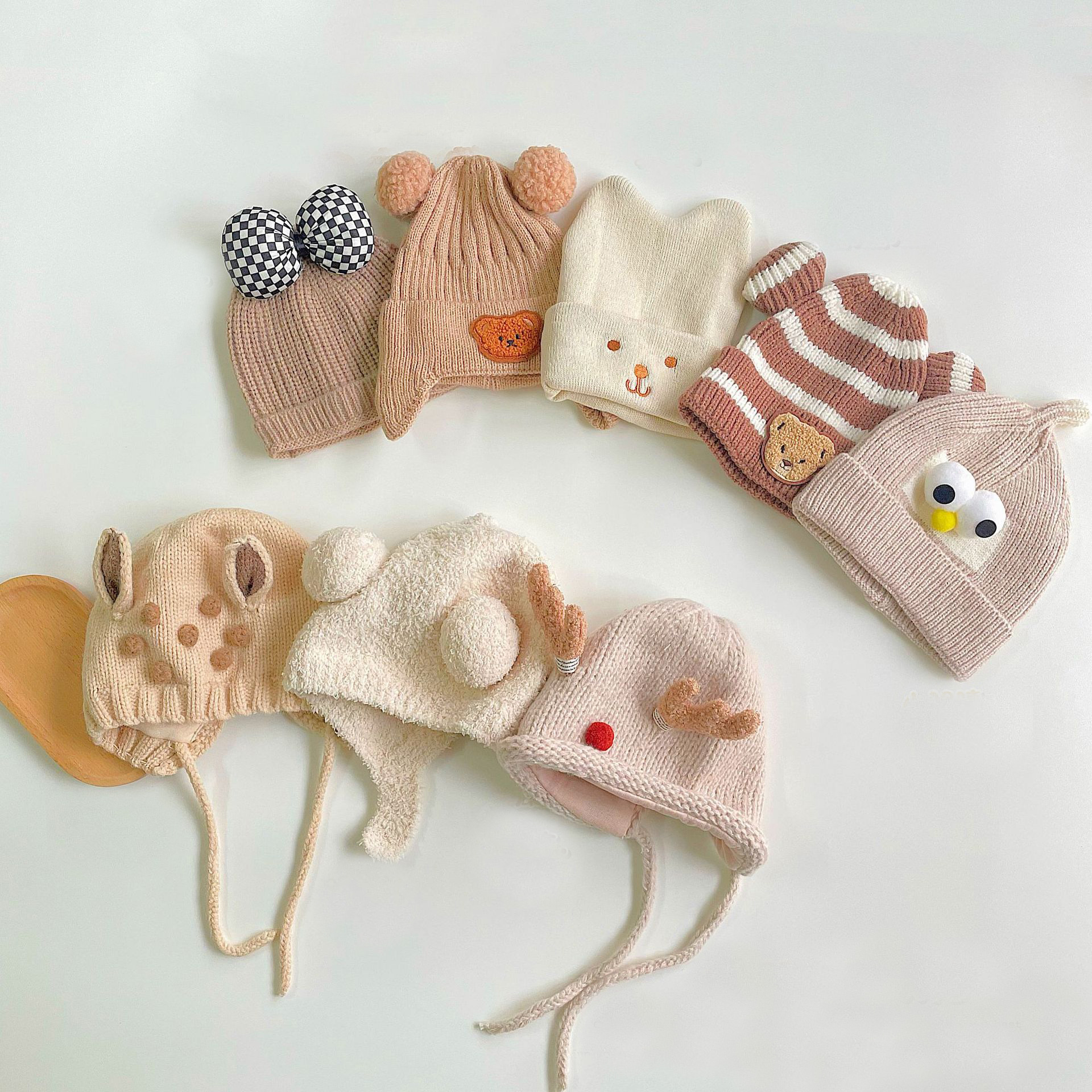 Gorro para niños, gorros suaves cálidos de invierno, gorro de punto para bebés de 1 a 4 años, gorro de punto con orejas de oso bonito para niños y niñas