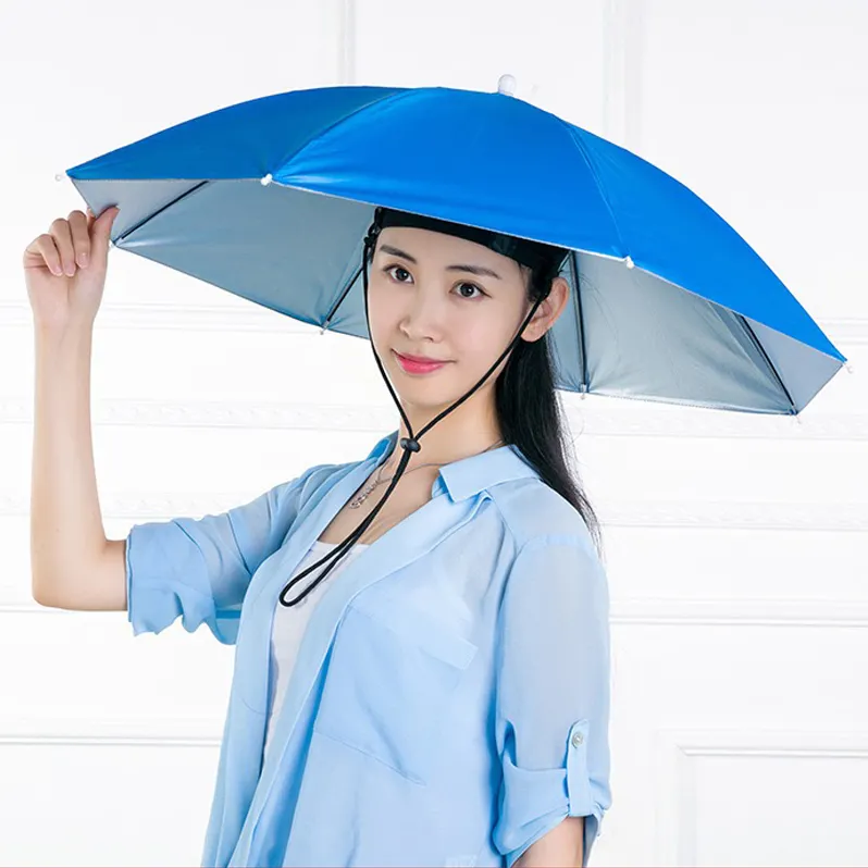 Fabrika doğrudan satış özel logo baskılı şemsiye şapka yetişkinler ve çocuklar için güvenli Mini gökkuşağı kafa şapka şemsiye