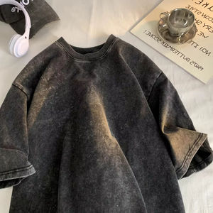 <span class=keywords><strong>Camisetas</strong></span> Vintage Lavadas con Ácido para Hombre y <span class=keywords><strong>Mujer</strong></span>, <span class=keywords><strong>Camisetas</strong></span> Holgadas de Manga Corta de Algodón, Estilo Retro Punk, Hip Hop, Harajuku, Informales, Verano - Product Image 3