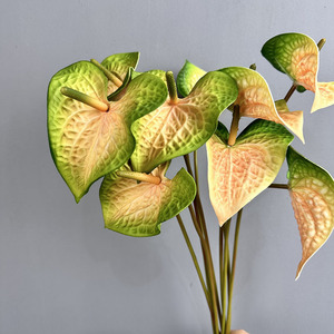 Palmier artificiel Anthurium en <span class=keywords><strong>EVA3</strong></span>, imprimé en 3D, en forme de cœur, rouge, toucher réaliste, tige unique, petit, style chinois, pour mariage - Product Image 3