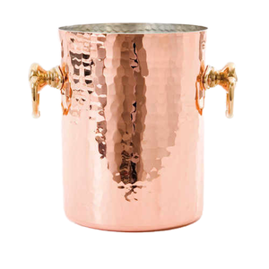 Cubo enfriador de vino de cobre martillado, cubo de hielo de doble pared con aislamiento y asas de latón para champán y vino, artículos de bar de lujo - Product Image 1