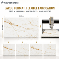 Dalles de pierre frittée Calacatta Gold grand format PerfectStone 3200 mm x 1600 mm pour entrepreneurs et projets commerciaux