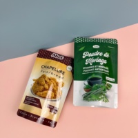 Sac d'emballage en sachet debout personnalisé pour le marché africain, finition brillante, résistant à l'humidité et aux fuites, pour la poudre de feuilles de Moringa biologique