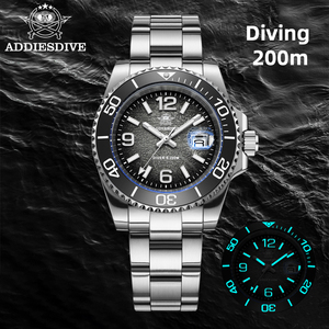 ADDIESDIVE AD2513 Casual Versatile Luxury Diver <strong>Watch</strong> 3D Textured Dial Luminous Japan Quartz 316L Stainless Steel <strong>Watch</strong> for Men - Product Image 5
