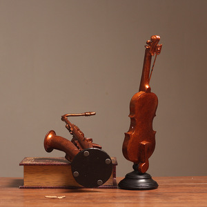 <b>Retro</b> Metal Violin And Saxophone Decorative Figurines For Home Office <b>Desk</b> Display Artistic Table Accessories - Product Image 4