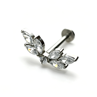 Boucles d'oreilles clous unisexe en titane ASTM F136 plaqué or, motif ailes d'ange classiques avec zircon, pour mariage, hélix d'oreille