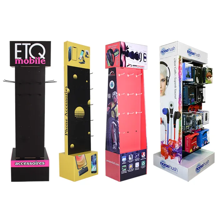 Free Standing Cardboard Phone Case Display Rack, Mobile Phone Accessory Display