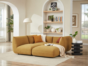 Sofá Modular Curvo <span class=keywords><strong>Cary</strong></span> Tapizado en Amarillo Mostaza con Reposabrazos Redondeados, Muebles Modernos para Sala de Estar - Product Image 6