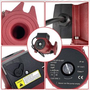 Pompe de circulation ZHENYU UP15-42F 115V 0.74A monophasée à raccordement par bride 1/25 CV - Product Image 1