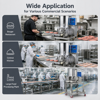 Machine industrielle automatique de fabrication de galettes de hamburgers avec une capacité de 2100 p/h, 220V/380V pour restaurants et usines