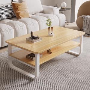 Mesa de centro con superficie de madera y estructura metálica, diseño rectangular para sala de estar, apartamento pequeño, muebles modernos - Product Image 2