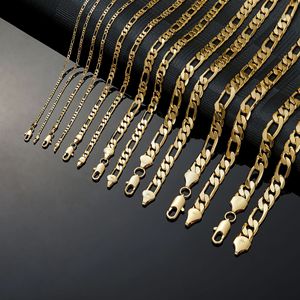 Collar de Cadena Figaro de Acero Inoxidable Chapado en Oro PVD de 14k, Estilo Hip <span class=keywords><strong>Hop</strong></span>, Ancho de 2mm, 2.5mm, 4mm, 6.5mm, 8mm, 9mm, 10mm, Venta al por Mayor - Product Image 1