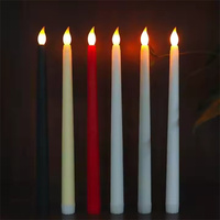 Bougie LED sans flamme en forme de bougie à la cire de soja 3D de 21 cm avec télécommande, lumière de thé, flamme vacillante mobile, batterie, Noël, anniversaires, fêtes